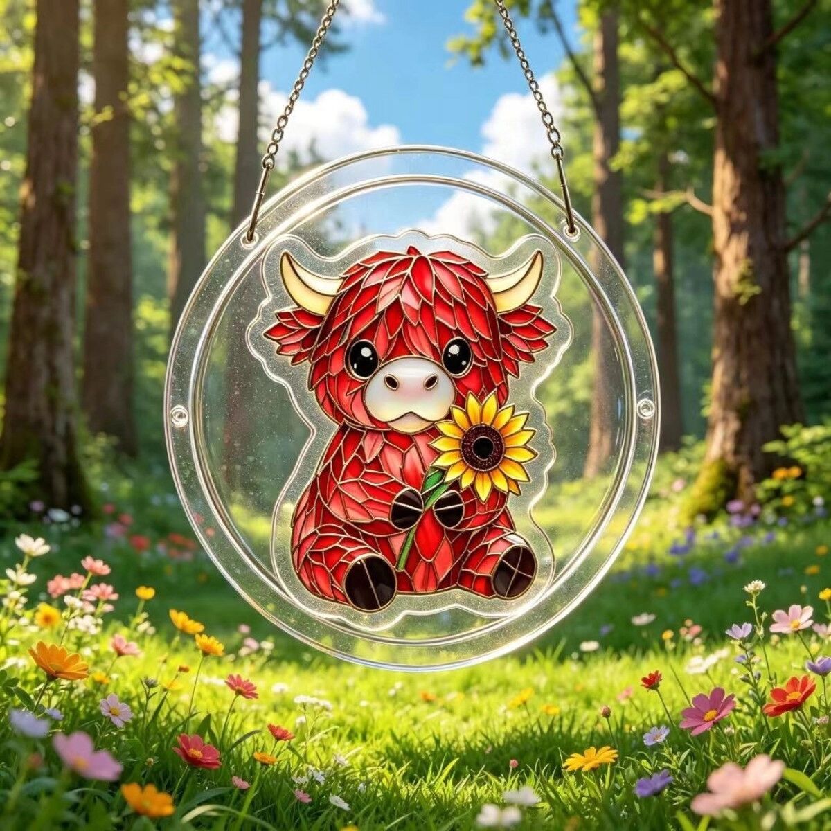 INF Ornement suspendu puzzle en acrylique - Suncatcher multicolore créatif, 19cm x 16cm