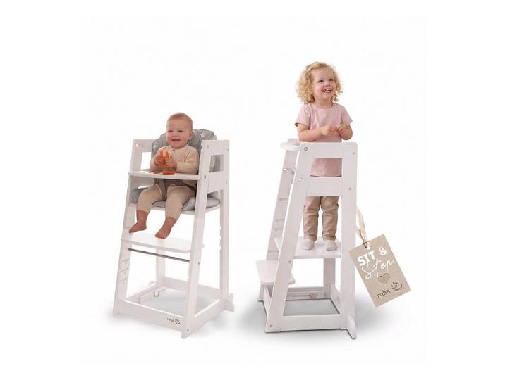 roba® Hochstuhl & Lernturm 2 in 1 Sit & Step - Aus Holz - Montessori, mit Kippschutz -