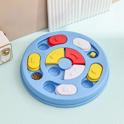 Inspired Living PurrSpin Interactive Cat Puzzle Feeder Toy circular Blue Red