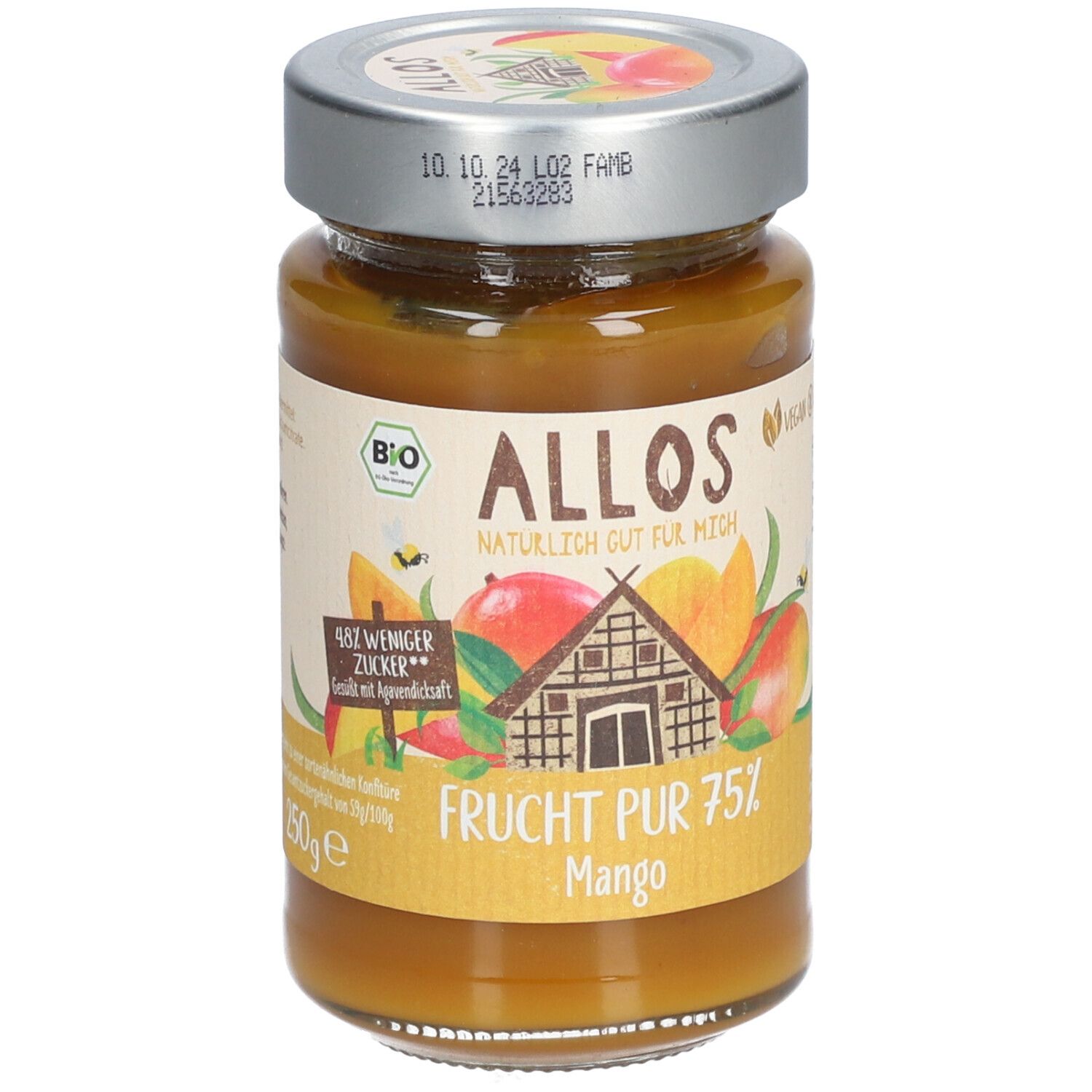 Allos Bio Frucht Pur 75 %, Mango 200 g Gelee
