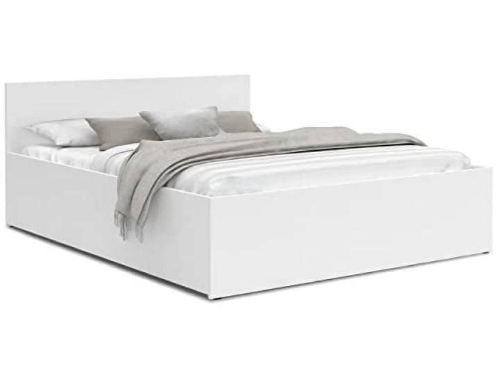 FurnitureByJDM Bett 120x200 mit Stauraum – Doppelbett Stauraum – Doppelbett mit Bettkasten und aufklappbarem Lattenrost – Modernes Stauraumbett mit Liftfunktion (Weiß)