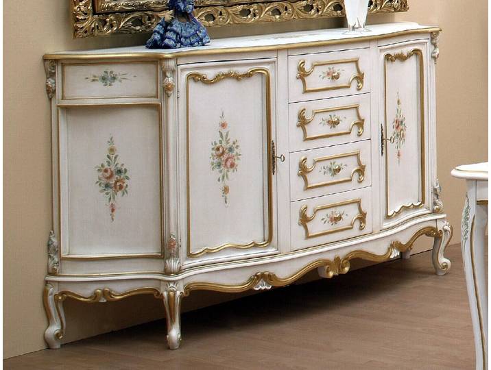 JVmoebel Sideboard Massivholzkorpus in Weiß für traditionelle italienische Einrichtung, Made in Italy