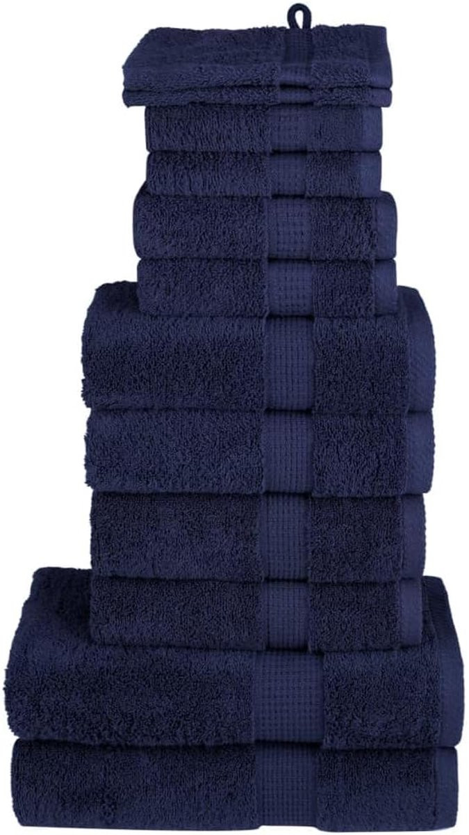 Set van 12 marineblauwe badhanddoeken van 100% katoen