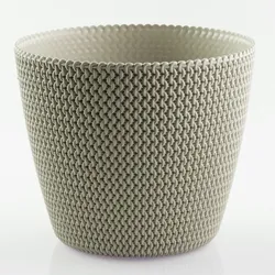 POWERTEC GARDEN Blumentopf in Strickoptik, ca. 11,5 Liter - Taupe