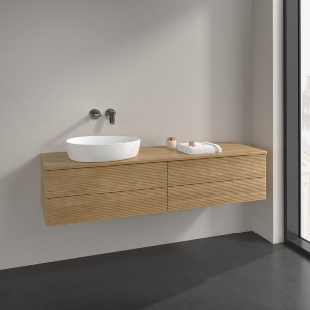 Villeroy und Boch Antao Waschtisch-Unterschrank L26111HN 160x36x50cm, Waschbeckenplattenfarbe honey oak, honey oak, mit Beleuchtung