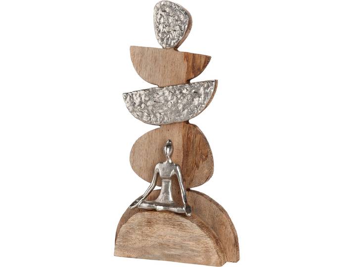 Skulptur GILDE Skulptur Steindaube Achtsamzeit , braun (naturfarben), B:21,5cm H:41cm T:7,5cm, Mangoholz, Dekofiguren, Skulptur, Achtsamkeit Meditation Entschleunigung Auszeit Balance