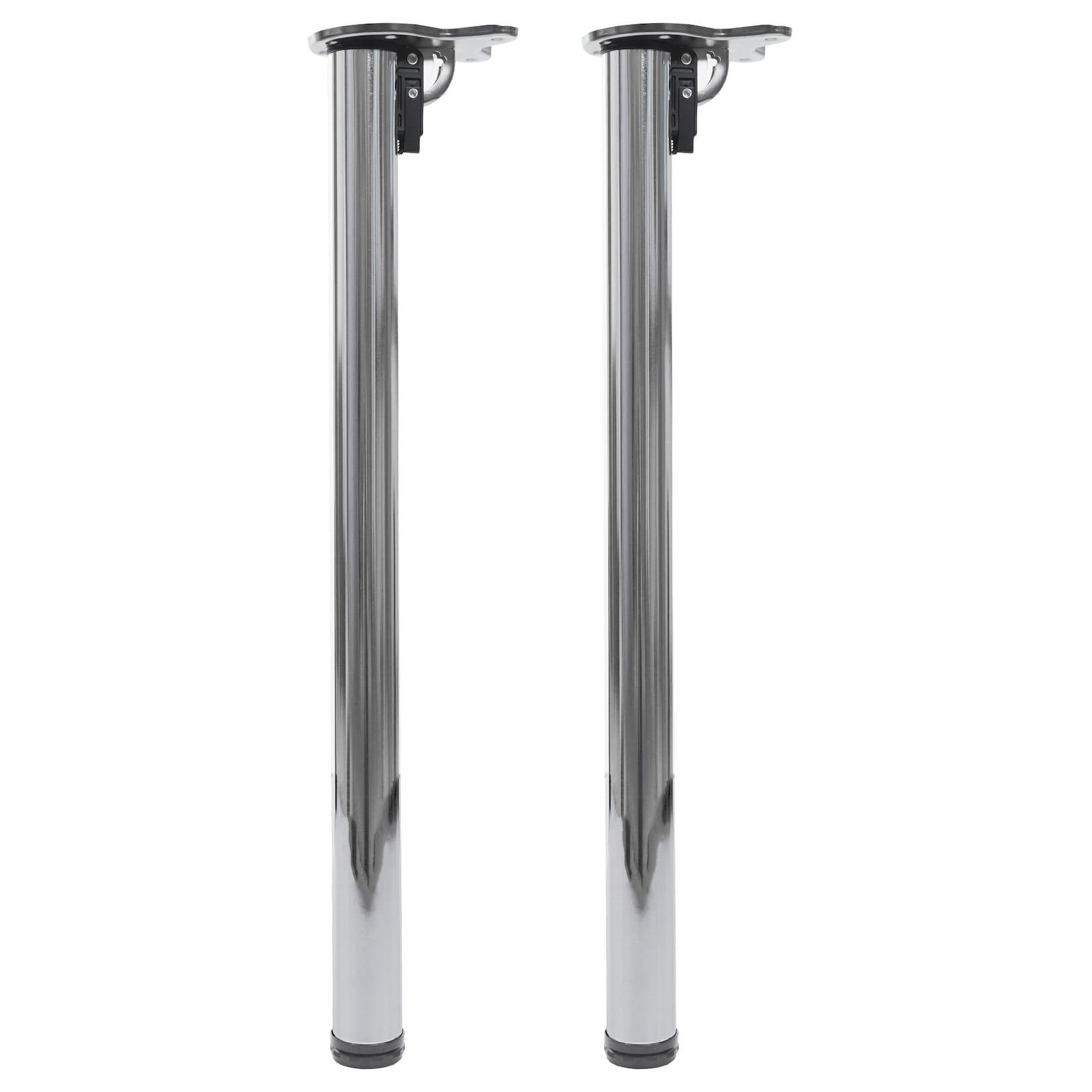 2er-Set Tischbein MCW-H34, für Schreibtisch Esstischfuß Tischgestell, klappbar 72cm ~ Edelstahl-Optik