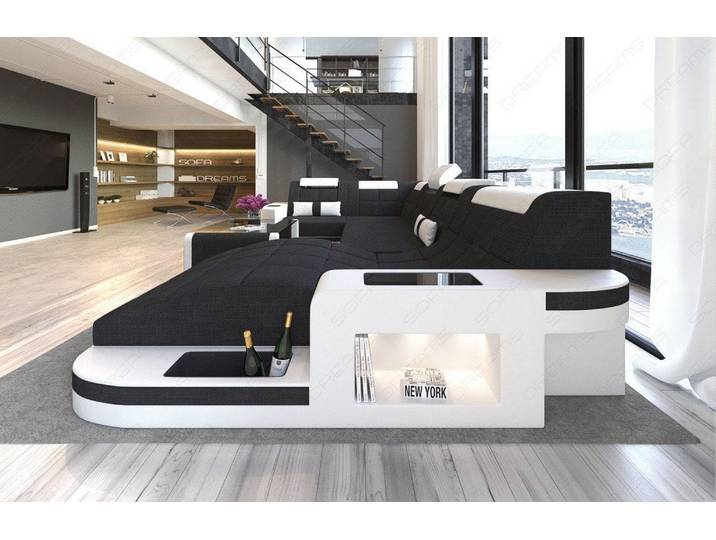 Stoff Wohnlandschaft Wave U-Form