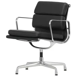 Vitra Besucherstuhl Soft-Pad Leder Premium F schwarz, Designer Charles & Ray Eames, 58x84.5x50 cm