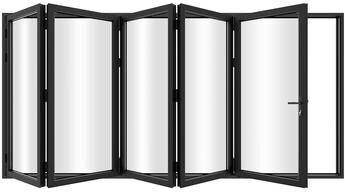 "KaMic 168""×80"" 5 Panels Aluminum Folding Door In Black,Folded Out From Right To Left Model #:FD5PBK16880-RL"