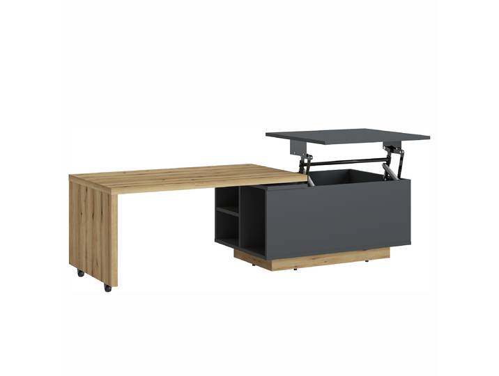 Funktionaler Couchtisch Tikela 95 x 45 x 54cm Grau/Anthrazit