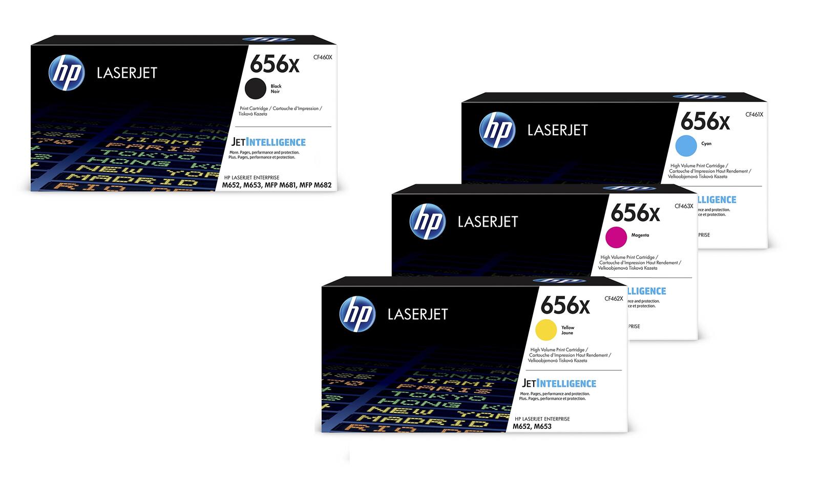 HP Inc. HP Original 656X Toner 4er Set schwarz, cyan, magenta, gelb hohe Kapazität OPCF460X