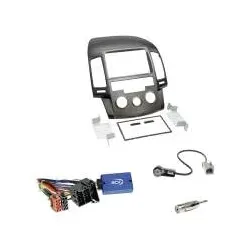 Hyundai i30 2008-2009 manuelle Klima Einbauset 2-DIN Radioblende schwarz + Le...