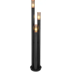Wegeleuchten Außen Edelstahl Außenlampe Standleuchte Gartenleuchte schwarz, Kupfer rauchfarben, 3 Flammig E27, DxH 28 x 170 cm