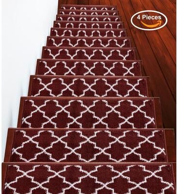 "SUSSEXHOME Geometric Stair Treads with Easy to Install Double Adhesive Tape 9"" x 28"""