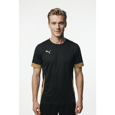 Fußballtrikot PUMA "TEAMGOAL MATCHDAY JERSEY", Herren, Gr. M, schwarz (puma schwarz, puma gold, matte gold), Interlock, Obermaterial: 100% Polyester, unifarben, regular fit normal, Rundhals, Trikots Fußballtrikot, Trikot, für Sportmode und...