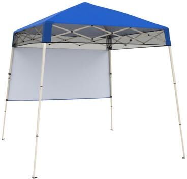 Costway 7 x 7 FT Pop-Up Canopy Tent with 1 Push Center Lock for Sports Picnic Camping-Blue