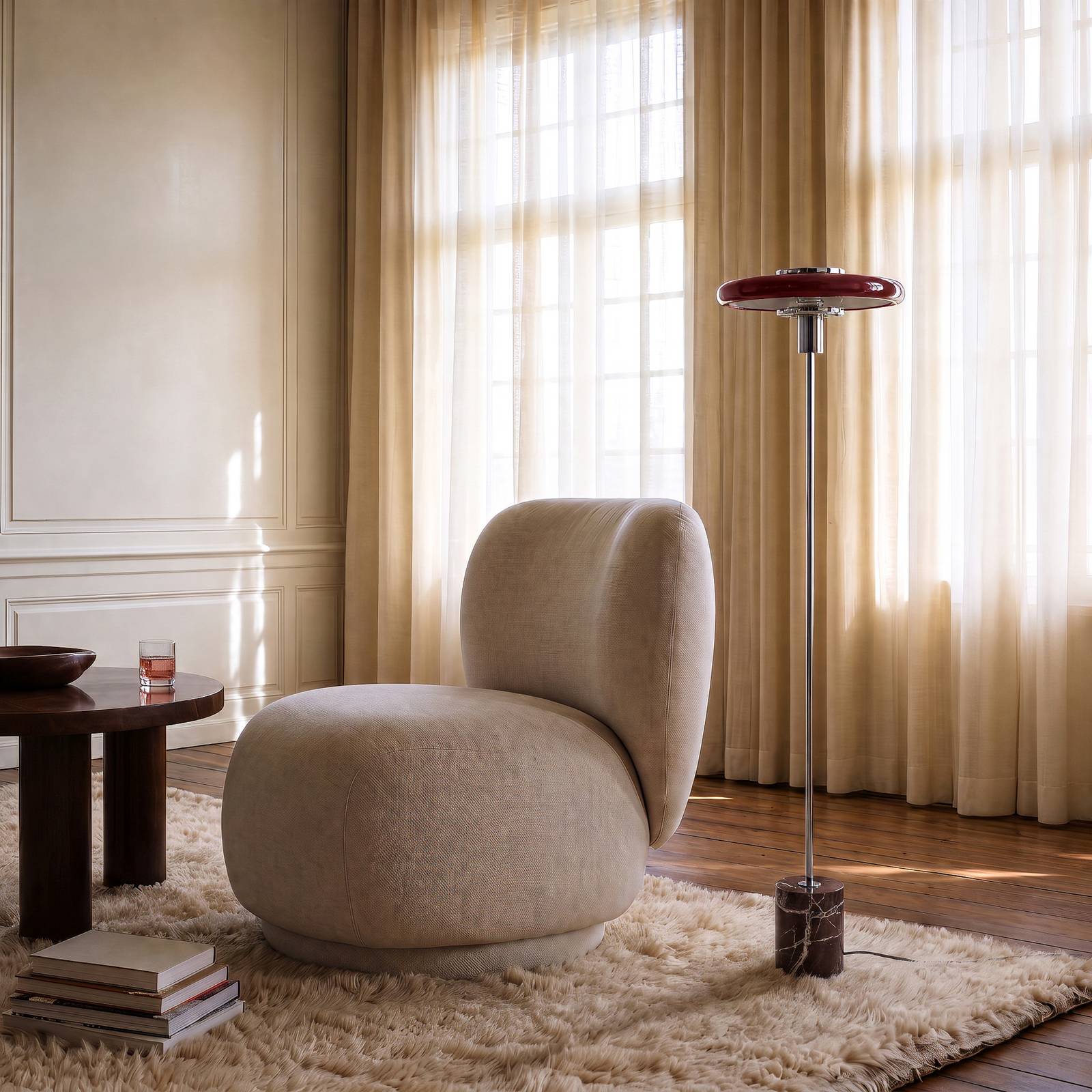Stehlampe Branford Lindby, rot, für Wohn- / Esszimmer, Metall, Vintage, Stehlampe