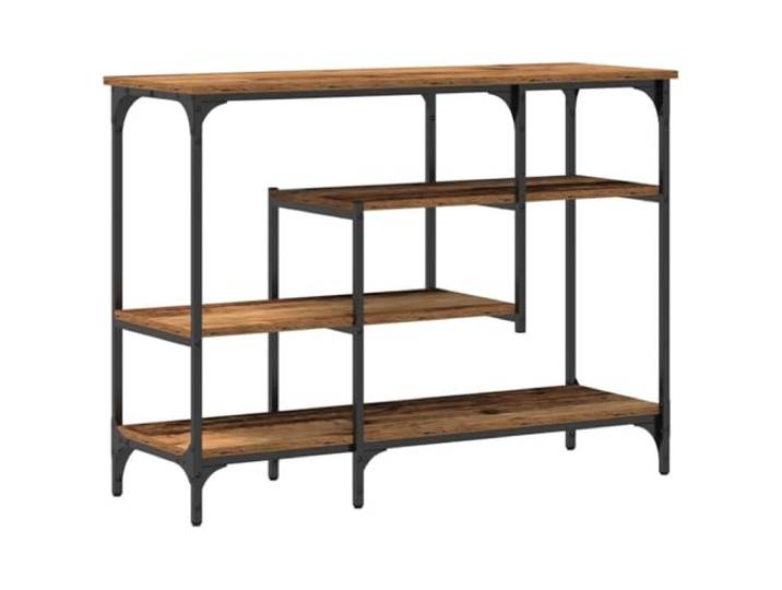 GPUTYGHN Konsolentisch Altholz 100 x 35 x 75 cm Schichtholz und Metall Rechteckige Form, verstellbare Füße, Brett-Regale, Schichtholz, Metall, Flur, Wohnzimmer, Eingangsbereich