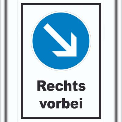 HB-Druck Schild Vorgeschriebene Vorbeifahrt rechts A5 (148x210mm)