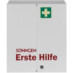 Söhngen Verbandschrank Rom 0501004, hängend, DIN 13169, für Betriebe, abschließbar, weiß, aus Stahl, 46 x 40 cm