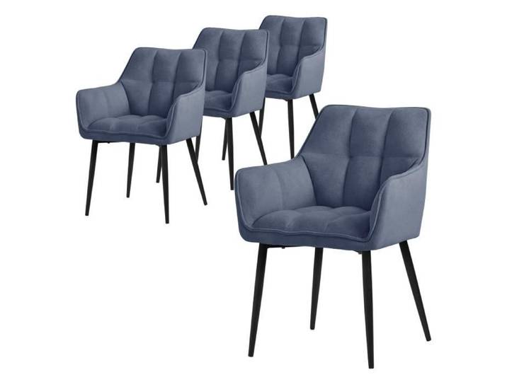 ML-Design 4x Chaises Salle à Manger en Tissu Éponge Bleu Chaise Cuisine avec Assise Rembourrée Fauteuil Ergonomique Design Élégant