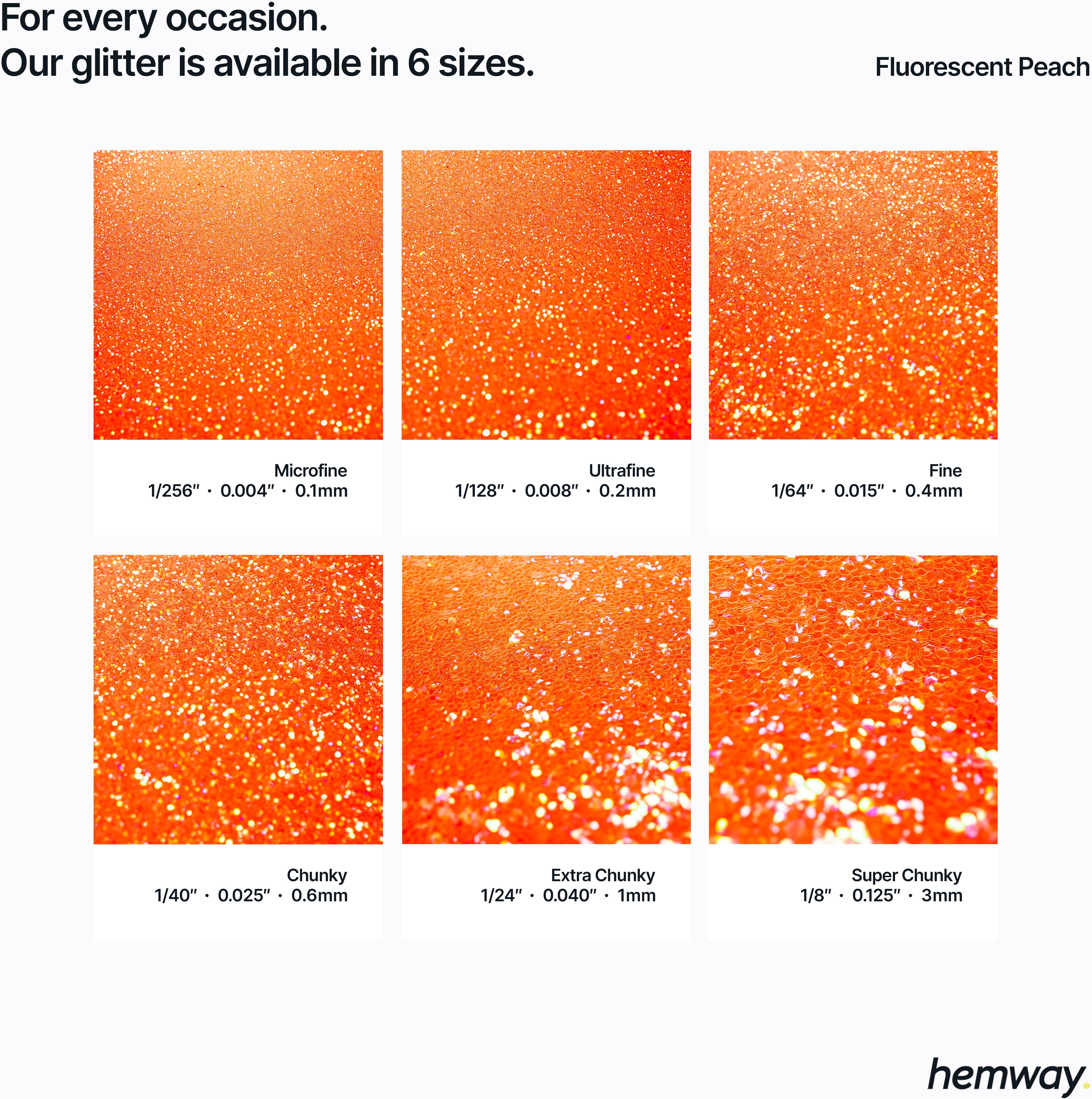 Hemway Craft Glitter Shaker 130g / 4.6oz   Fluorescent Peach   Epoxy Resin, DIY, Tumbler, Decoration - Fluorescent Peach - Fine 260g
