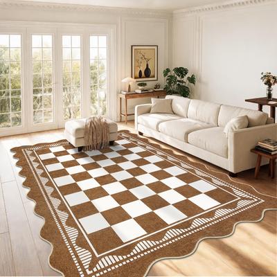 Garvee Scalloped Modern Checkered Area Rug