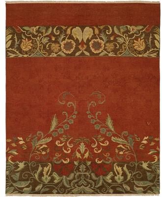 KALATY Caspian Red/Multicolor Wool Soumak Area Rug