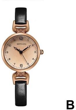Fabled Fashion Studio Minimalist PU Leather Quartz Wristwatch For Women black