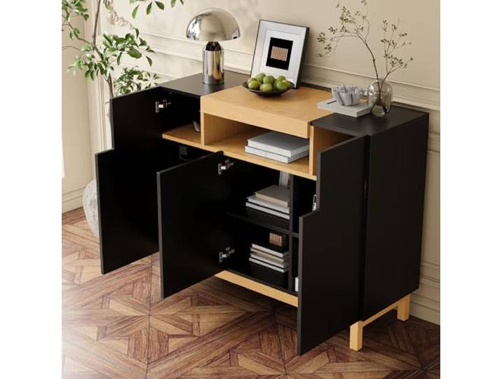 QLTXYHML Anrichte aus Holz, Spanplatte, 3 Türen, minimalistischer Stil