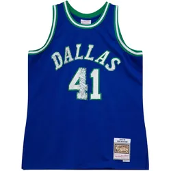 Mitchell & Ness, Herren, Fussballtrikot, Trikot 75. Geburtstag Dallas Mavericks Dirk Nowitzki 1998/99 (M), Blau