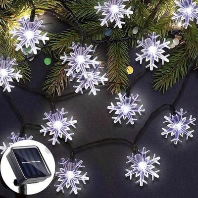 Multicon Wholesale Hub Snowflake Solar Light String LED Outdoor Solar Lamp For Holiday Party Garland Decoration white 50leds