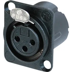 Neutrik XLR 3P Chassis - female Silberkontakte - schwarz - Metallgehäuse