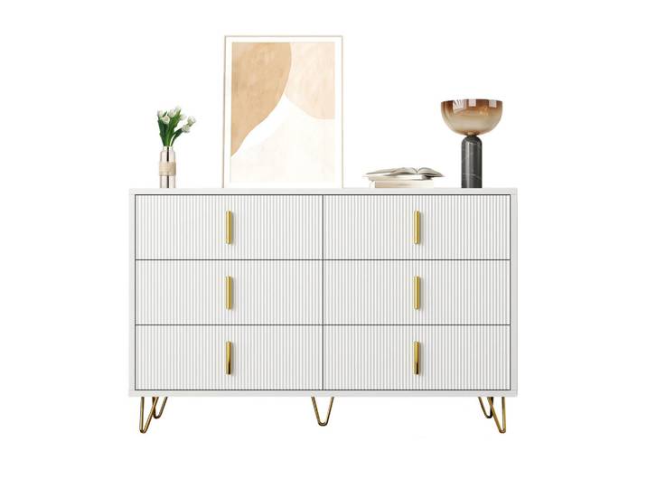 Flieks Sideboard Modern Design Stauraum Goldene Griffe, Mehrfarbig, 40x77x120 cm, Kleinmöbel, Kommoden, Sideboards