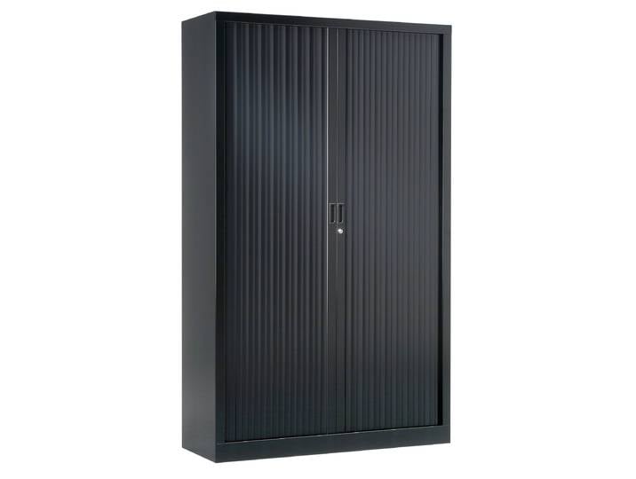 Armoire à rideaux métal monobloc Généric - H.198 x L.120 cm - Corps Noir - Rideaux Noir