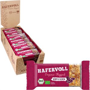 Hafervoll Müsliriegel Organic-Flapjack Berry & Cashew, BIO, laktosefrei, je 60 g, 18 Riegel