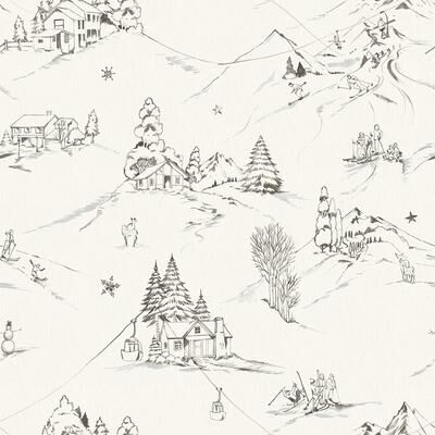 WallPops Mountain Side Charcoal Peel and Stick Wallpaper