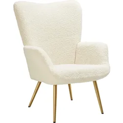 tectake Sessel Hygge gepolstert, ergonomisch, Belastbarkeit 150 kg  Bouclé Creme/Gold