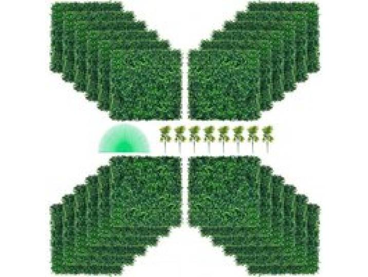VEVOR Künstliche Pflanzenwand 24 Stk. Sichtschutz Hecke Künstlich Grün, Künstliche Buchsbaumplatte PE, Sichtschutz Kunstpflanzen 50 x 50 cm Sichtschutzhecke Wanddekoration Pflanzenwand