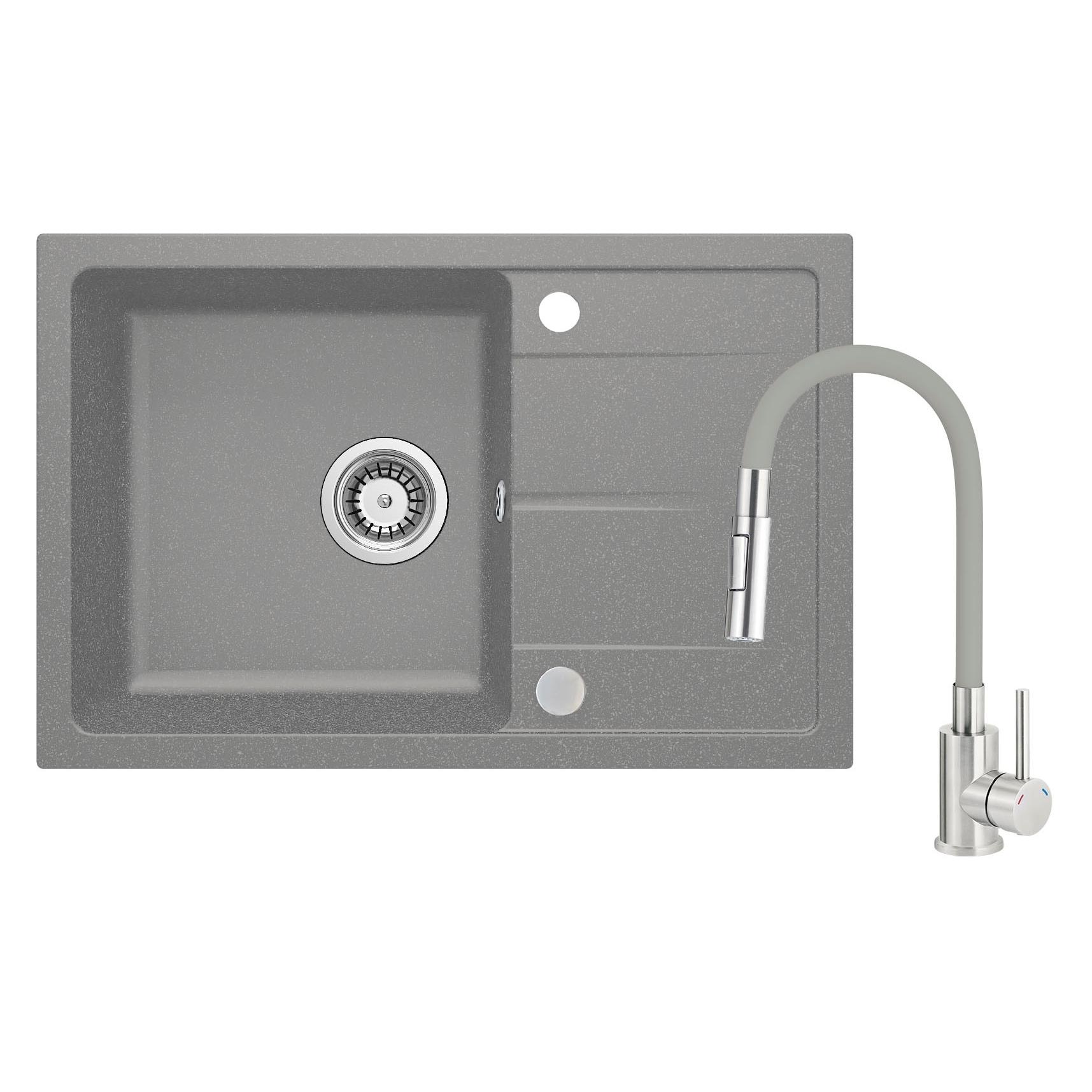 Deante Spüle aus Granit mit gebogenem Wasserhahn (ZRDGS113)