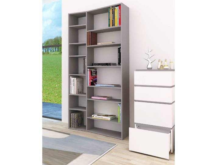 Étagère Maze V Panneau aggloméré verni Gris/Gris sable 108 x 224 x 34cm