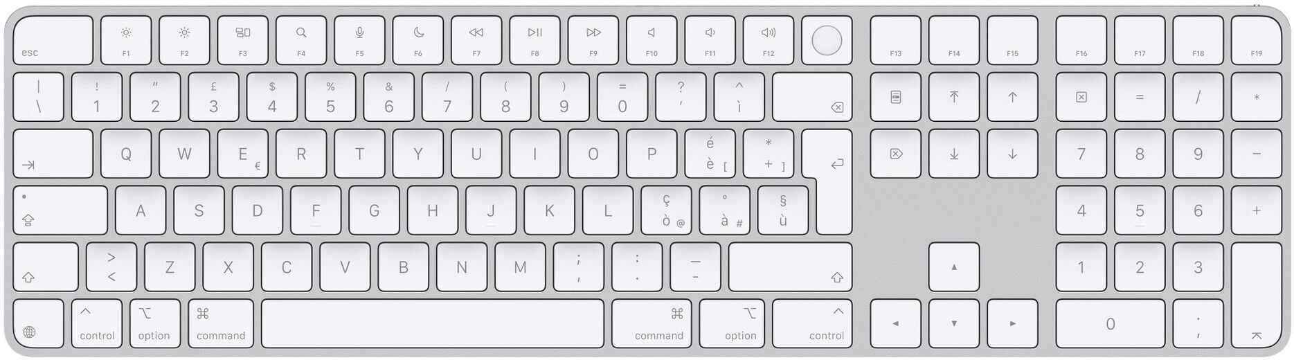 Tastiera computer Apple MXK73T A MAGIC KEYBOARD Touch ID Silver e Whit