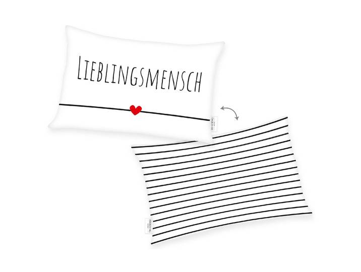 Dekokissen HERDING Lieblingsmensch 30 cm x 50 cm , rot (rot, schwarz, weiß), B:50cm L:30cm, Polyester, Dekokissen_Sitzkissen_Kissenhüllen, Dekokissen