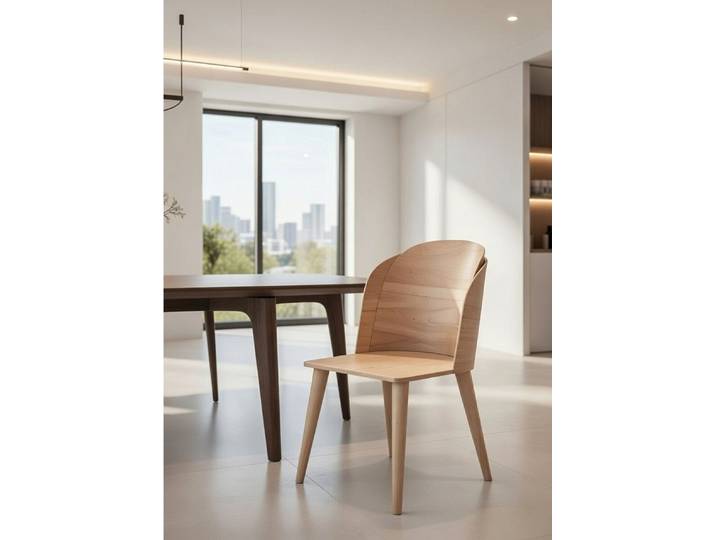 Xlmoebel Esszimmerstuhl Ergonomischer Holzstuhl mit stabiler Basis und Rückenlehne, Made in Europa