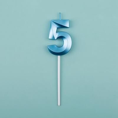 Multisell Products Hub Blue Pink Number Candles, Cake Topper For Birthday, Baby Shower Decorations blue No 5