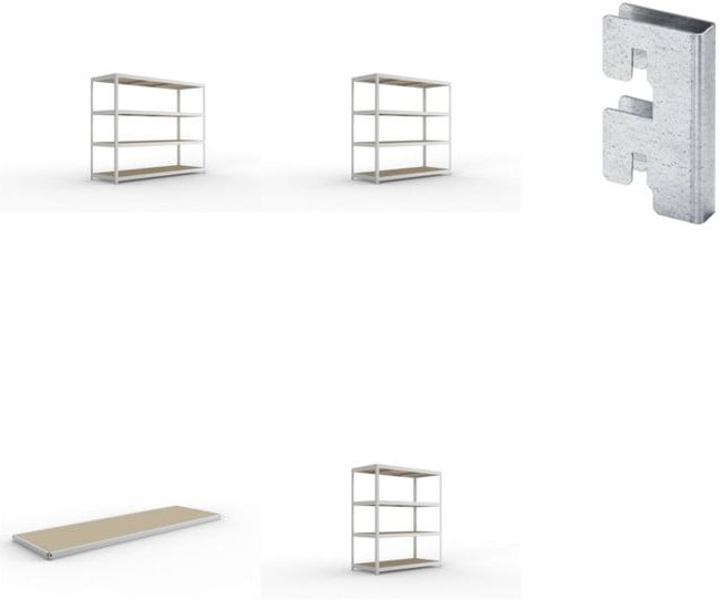 Meta Set Weitspannregal SPEED RACK2500x800x1970 mm verz.+SPEED-RACK Zusatzfachebene 2500x800 mm in verzinkt mit Spanplatte+Weitspannregal vzk 1700x800x1970 Spanp.+Weitspannregal SPEED RACK2000x800x1970 mm verz.+Zubehör Päckchen Verdübelungsset SPEED-RACK 