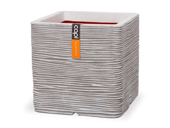 Capi Europe - Pot carré Rib NL - 30x30 - Ivoire - Pot de Fleurs pour intérieur et extérieur - Cache-Pot - Pot de Plantation - Jardinière - Plastique - KOFI902