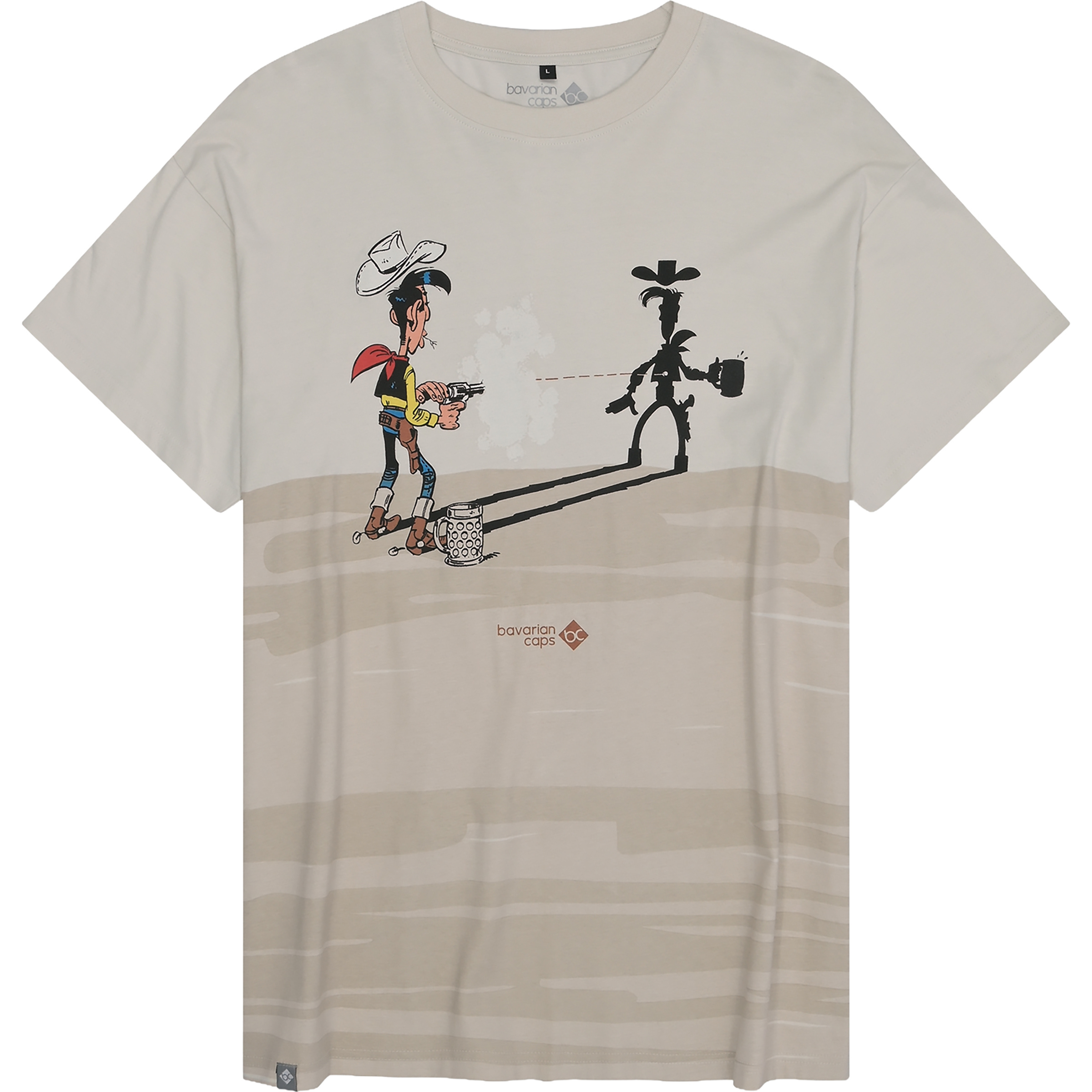 Bavarian Caps Lucky Luke: Schatten Herren T-Shirts beige Größe M Lifestyle Hautfreundlich