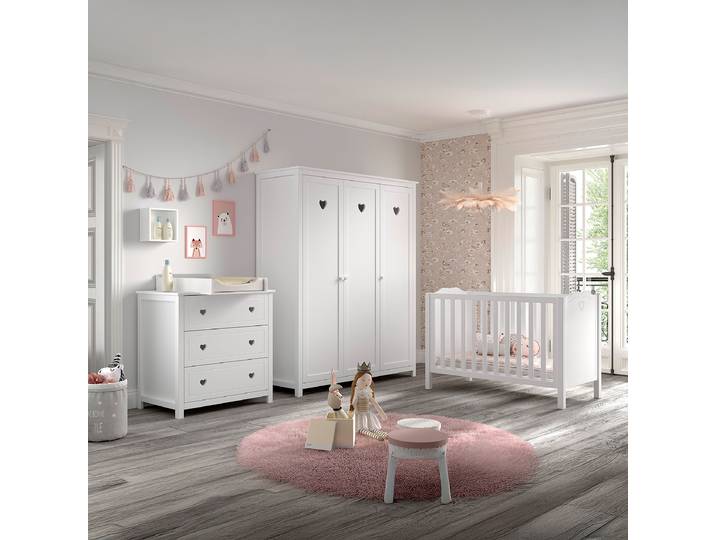 Babyzimmer 4-teilig mit 3-Türer 60 x 120cm Weiß